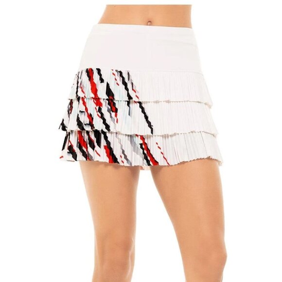 Lucky in Love Women's Tech It In Skort - White | Medium | Tiered Design, Shorts - Picture 2 of 8